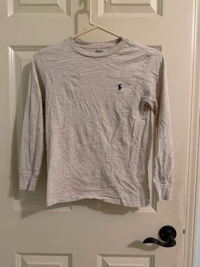 Polo by Ralph Lauren Long-Sleeve Crewneck Shirt - Heather Gray with Navy Logo
